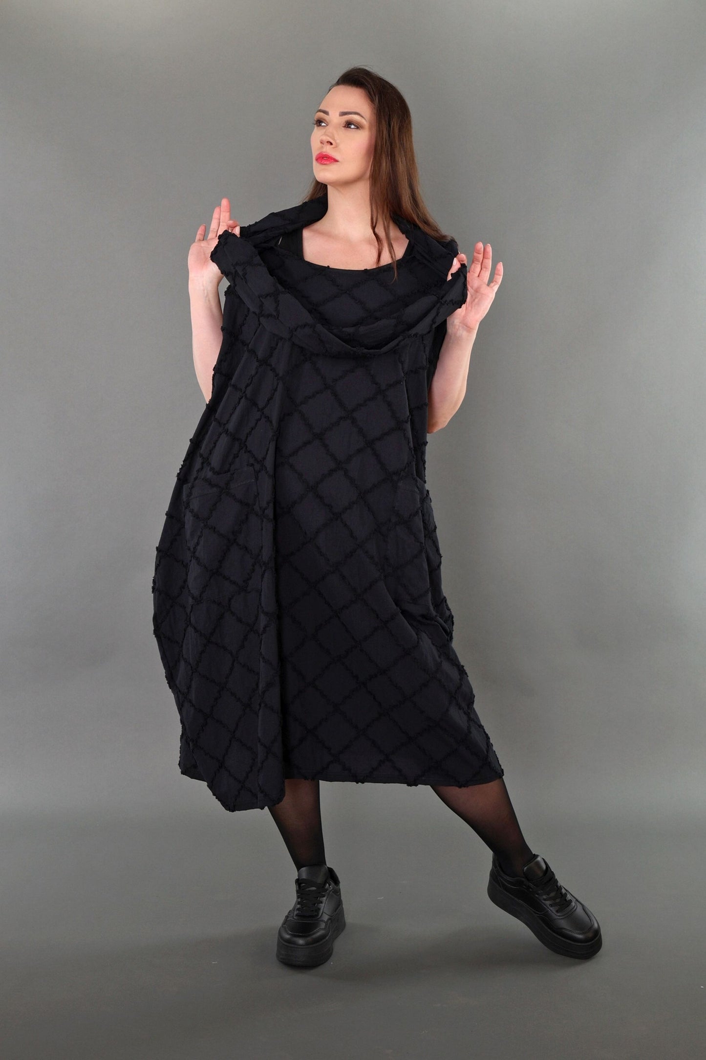 7118 "Brezza" Sleeveless Cowl-Neck Dress