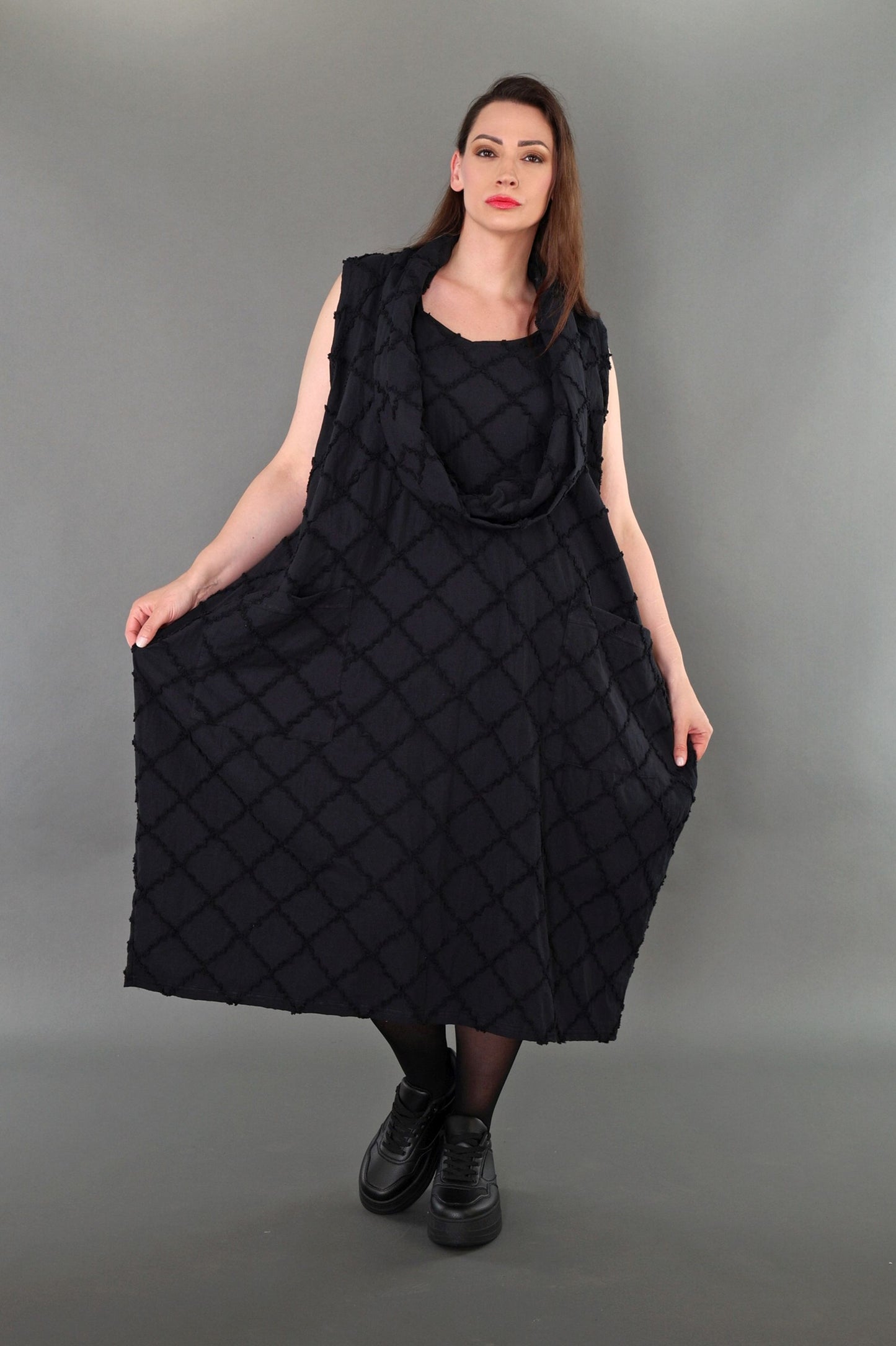 7118 "Brezza" Sleeveless Cowl-Neck Dress