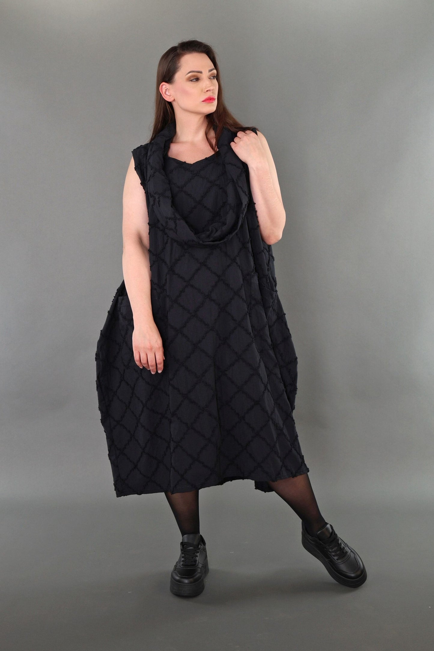 7118 "Brezza" Sleeveless Cowl-Neck Dress