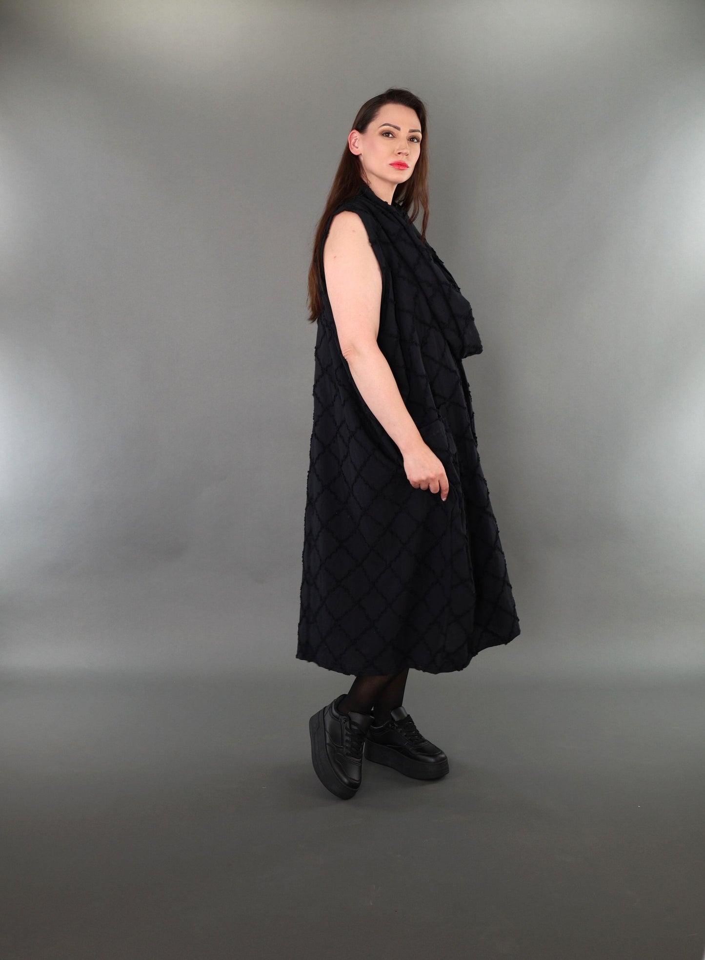 7118 "Brezza" Sleeveless Cowl-Neck Dress