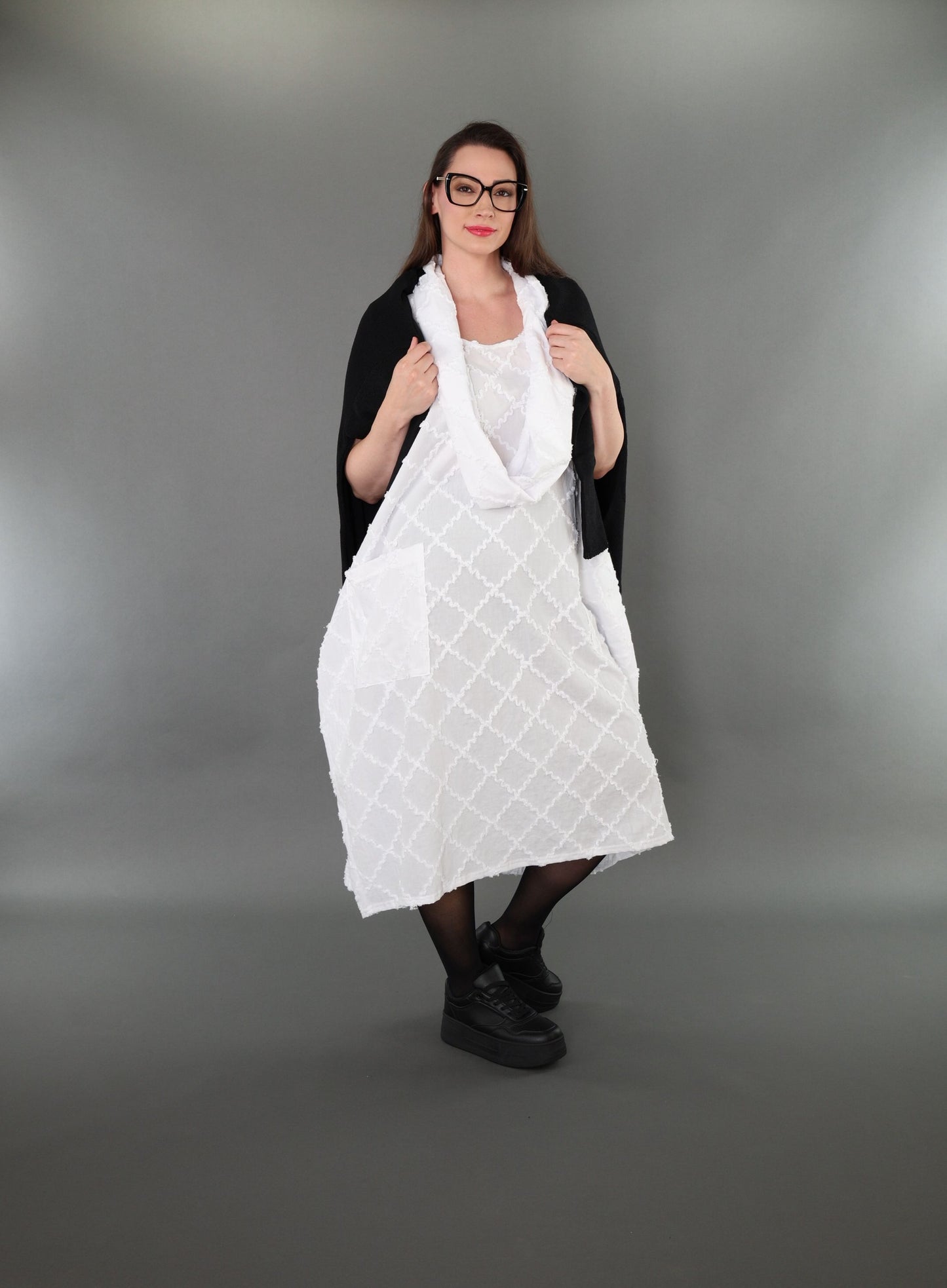 7118 "Brezza" Sleeveless Cowl-Neck Dress