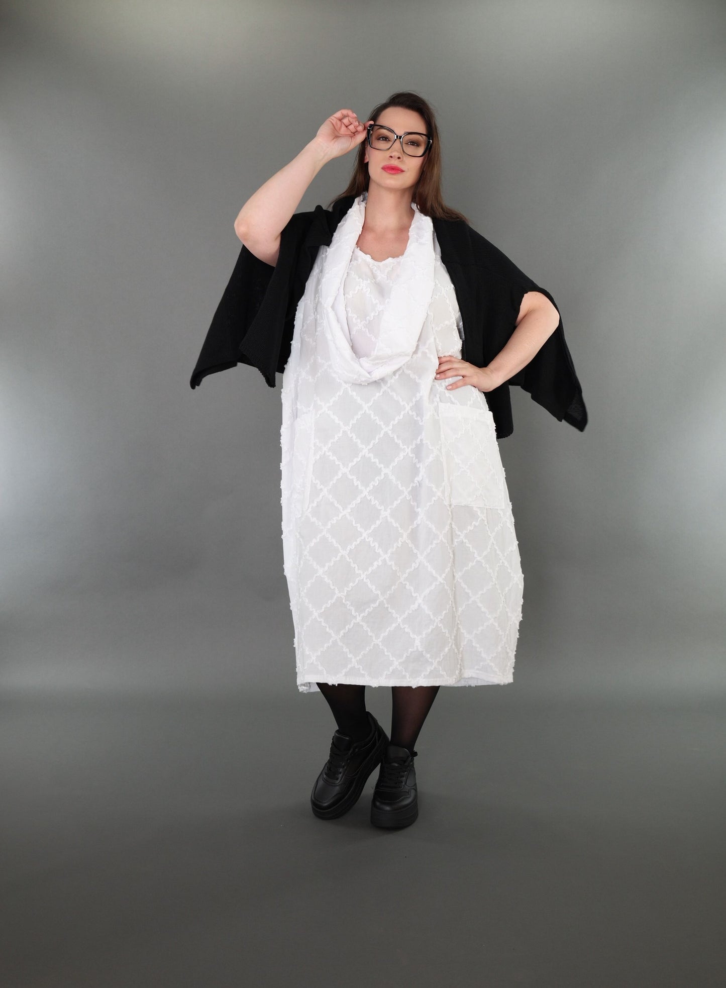 7118 "Brezza" Sleeveless Cowl-Neck Dress