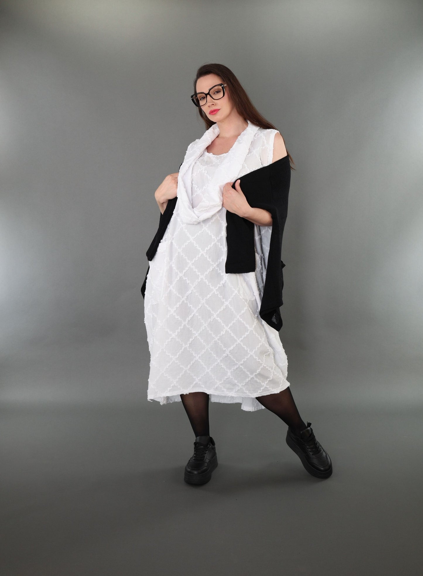 7118 "Brezza" Sleeveless Cowl-Neck Dress