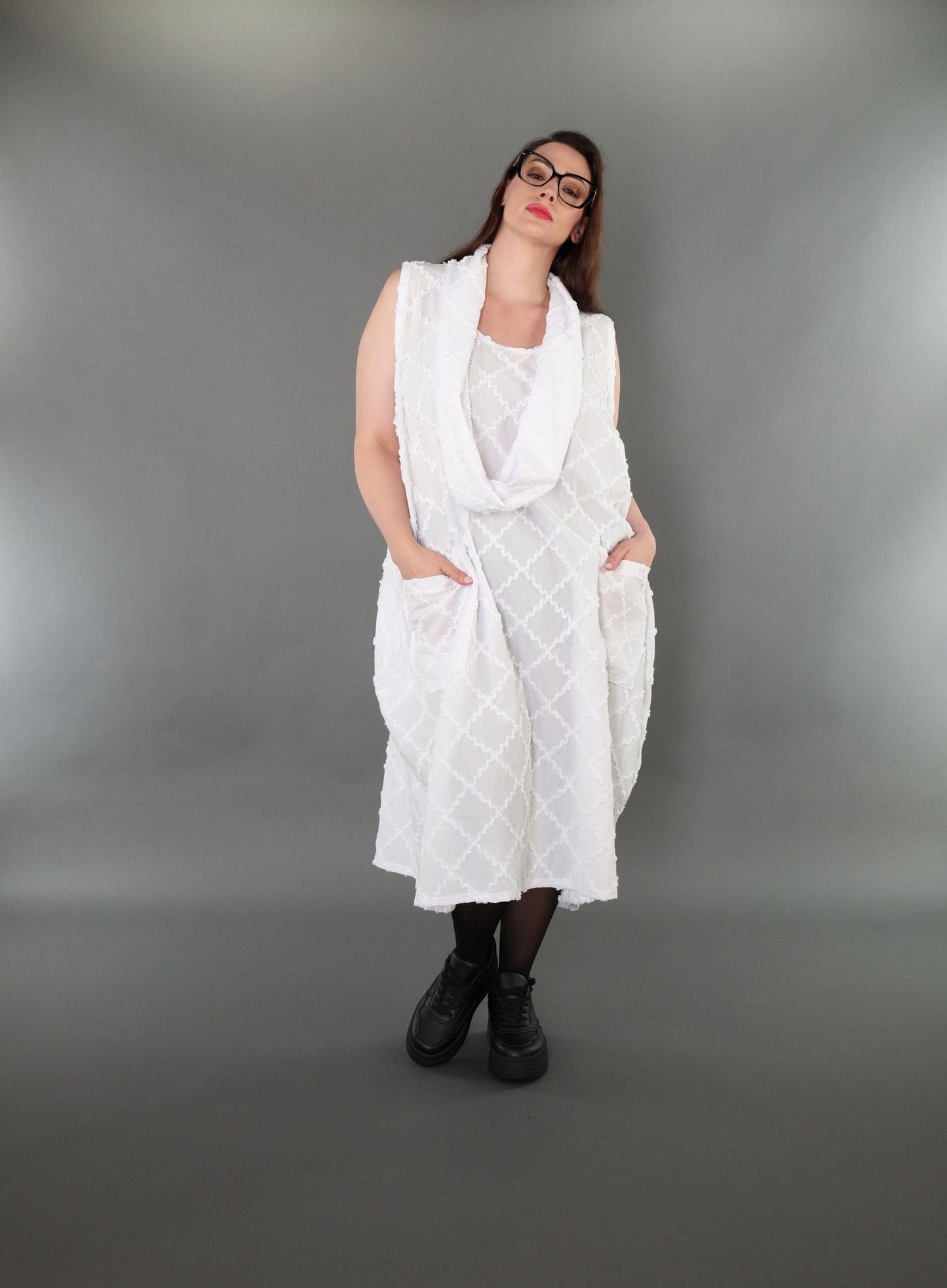 7118 "Brezza" Sleeveless Cowl-Neck Dress