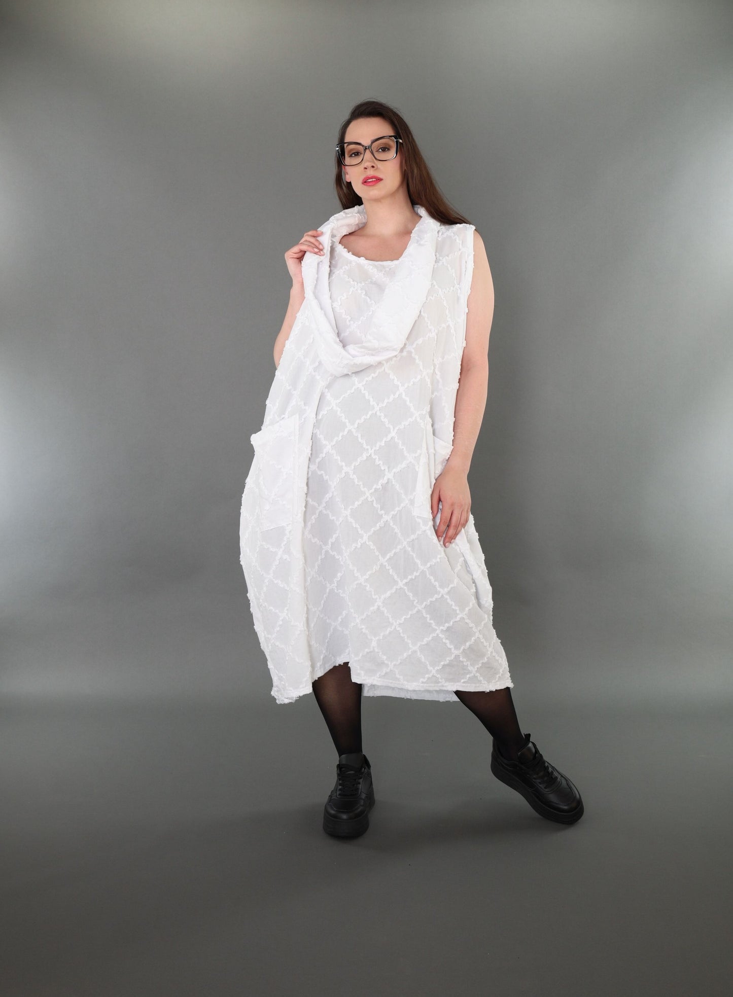 7118 "Brezza" Sleeveless Cowl-Neck Dress