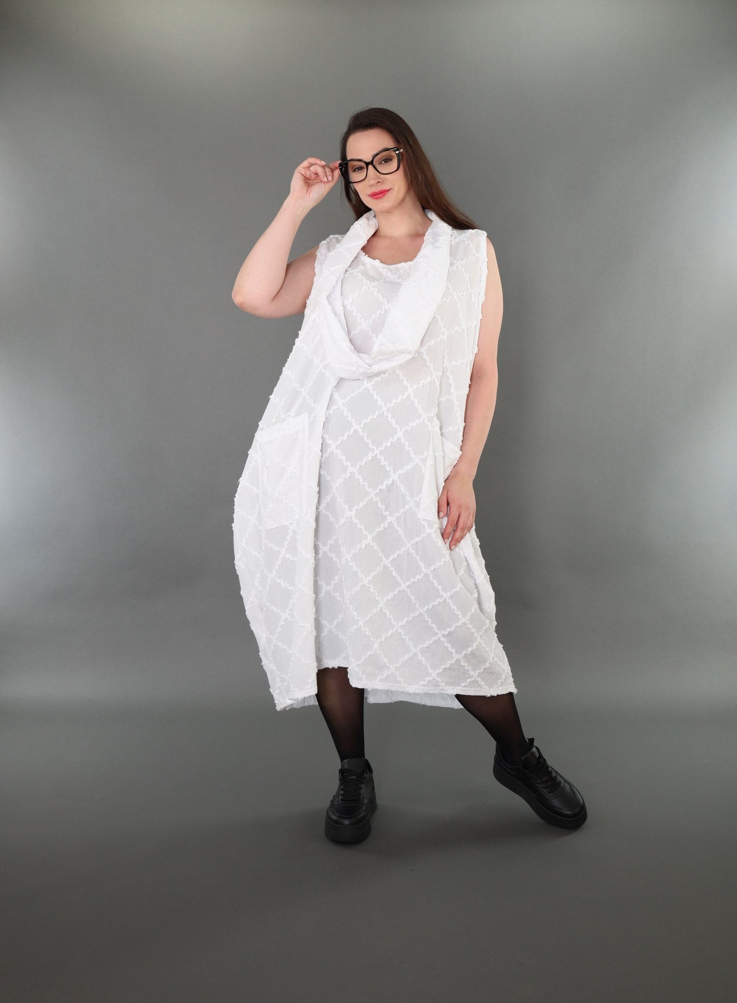 7118 "Brezza" Sleeveless Cowl-Neck Dress