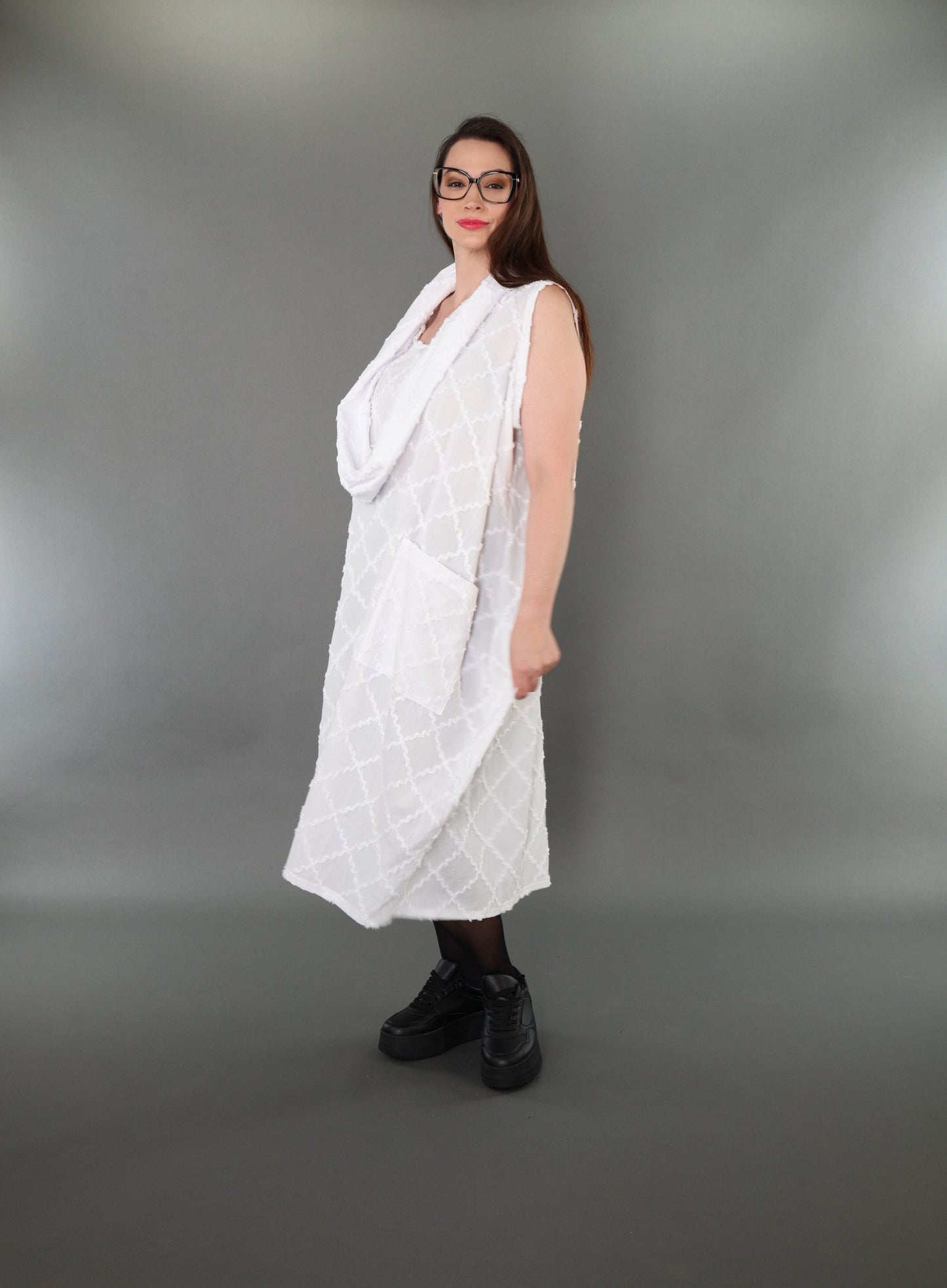 7118 "Brezza" Sleeveless Cowl-Neck Dress