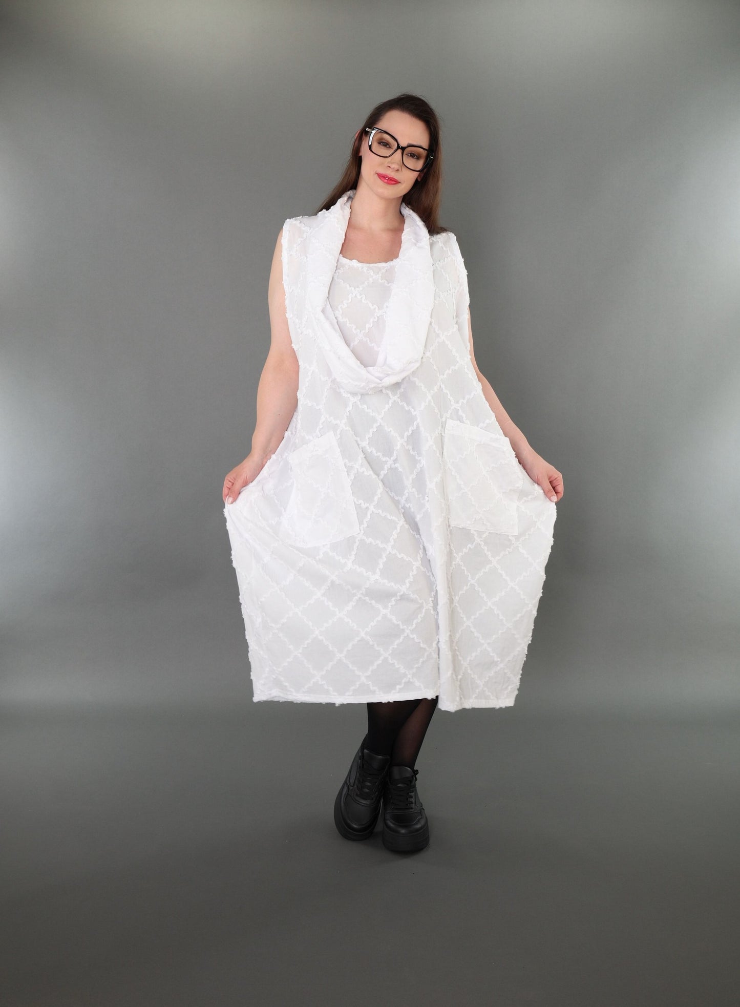 7118 "Brezza" Sleeveless Cowl-Neck Dress