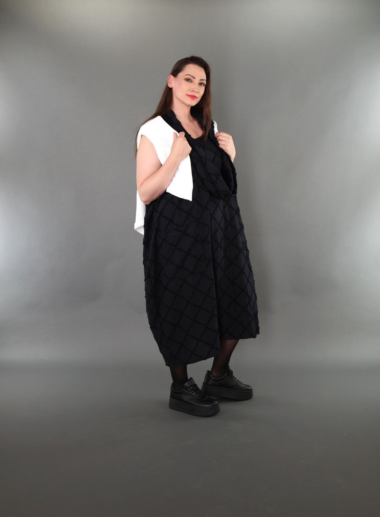 7118 "Brezza" Sleeveless Cowl-Neck Dress