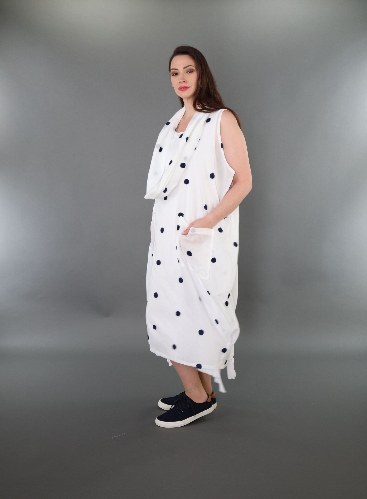 7118 "Marelia" Sleeveless Cowl-Neck Dress