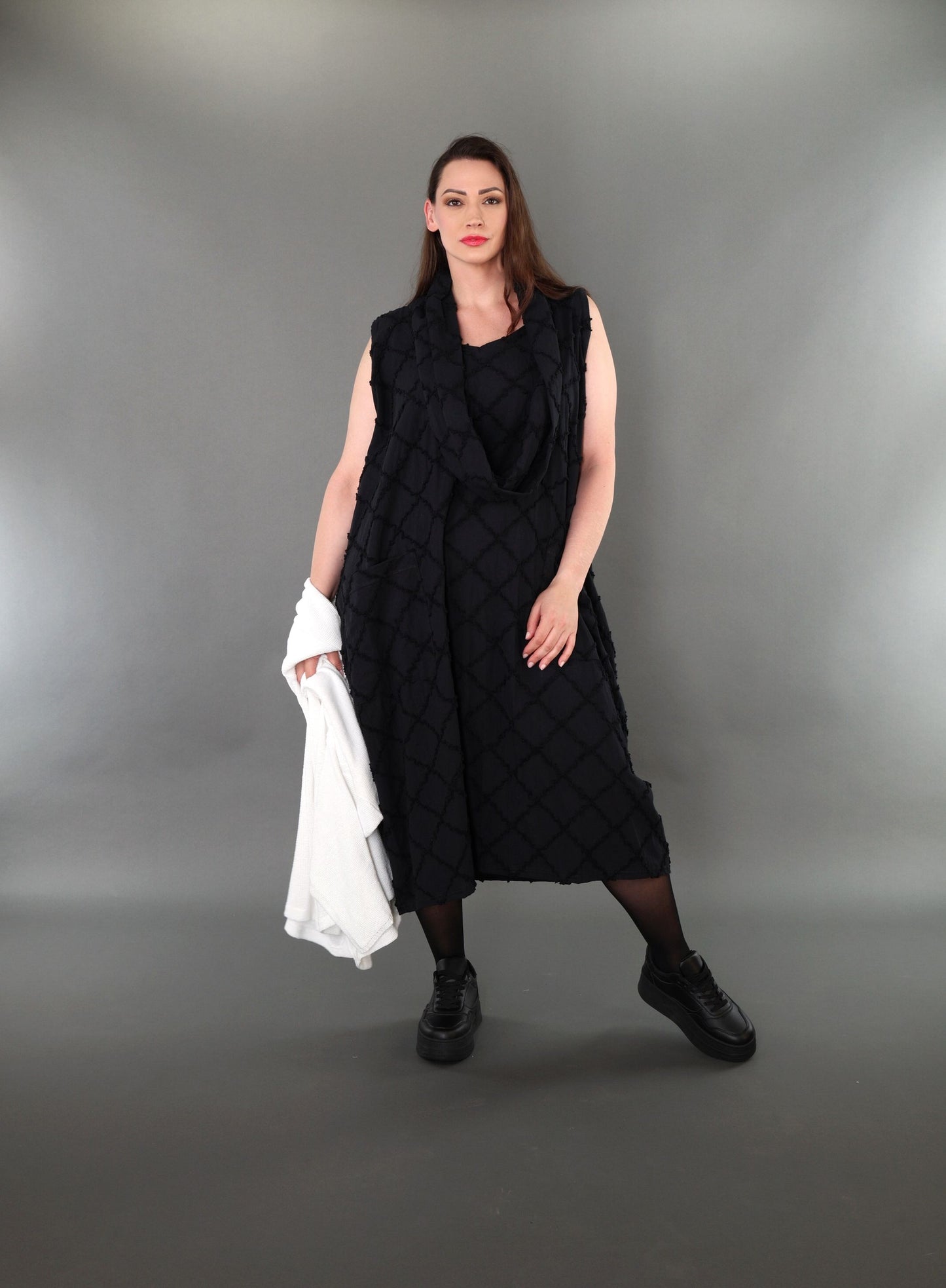 7118 "Brezza" Sleeveless Cowl-Neck Dress