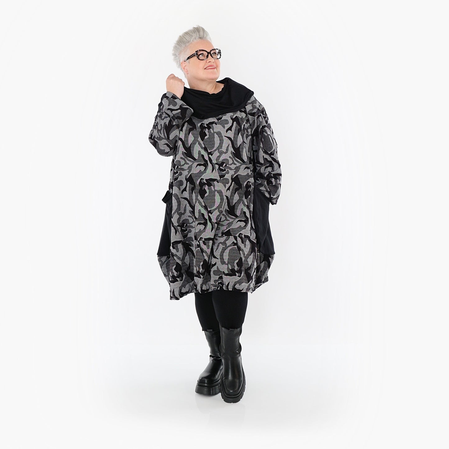 Akh 1012 7139 Dress Grey Black 10