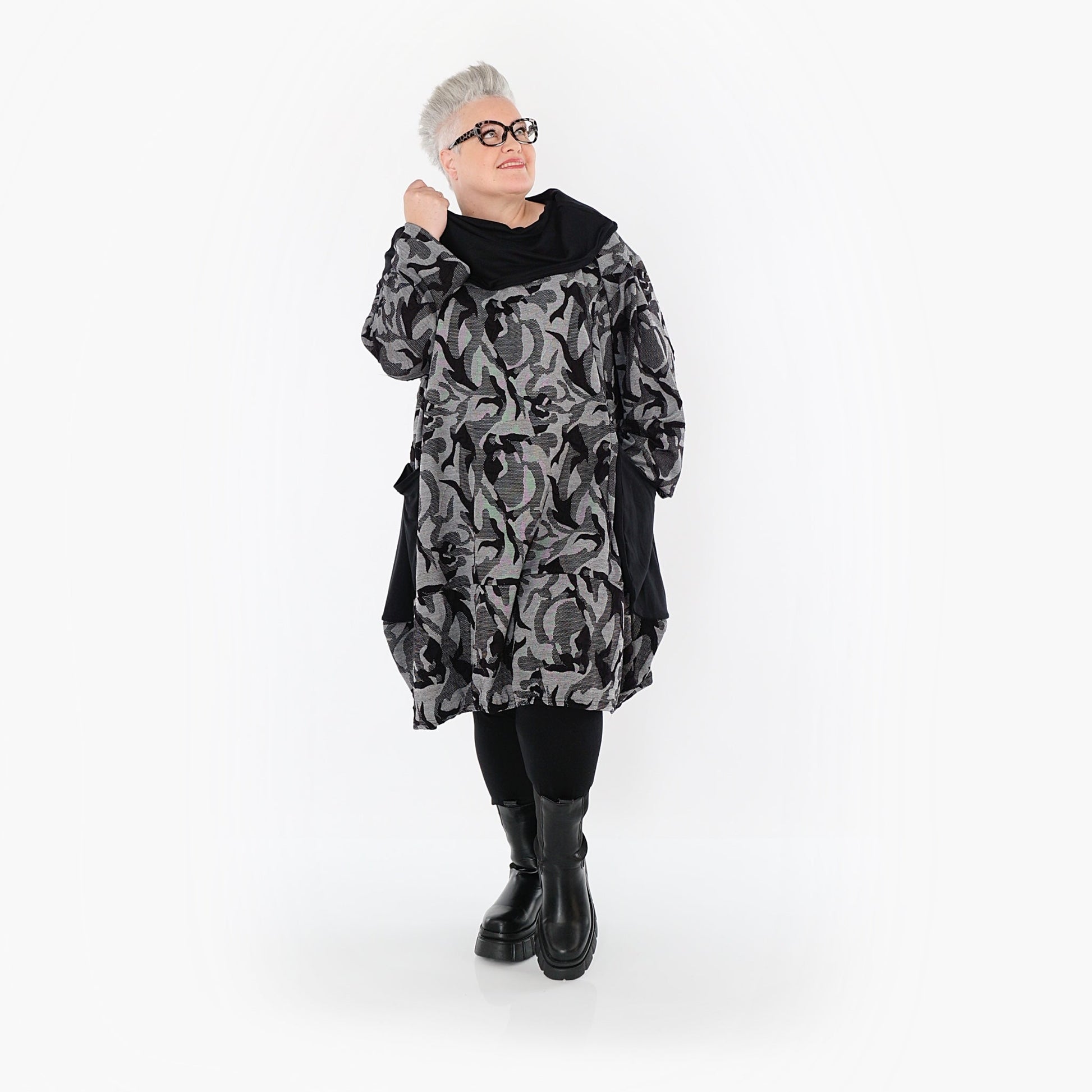 Akh 1012 7139 Dress Grey Black 10