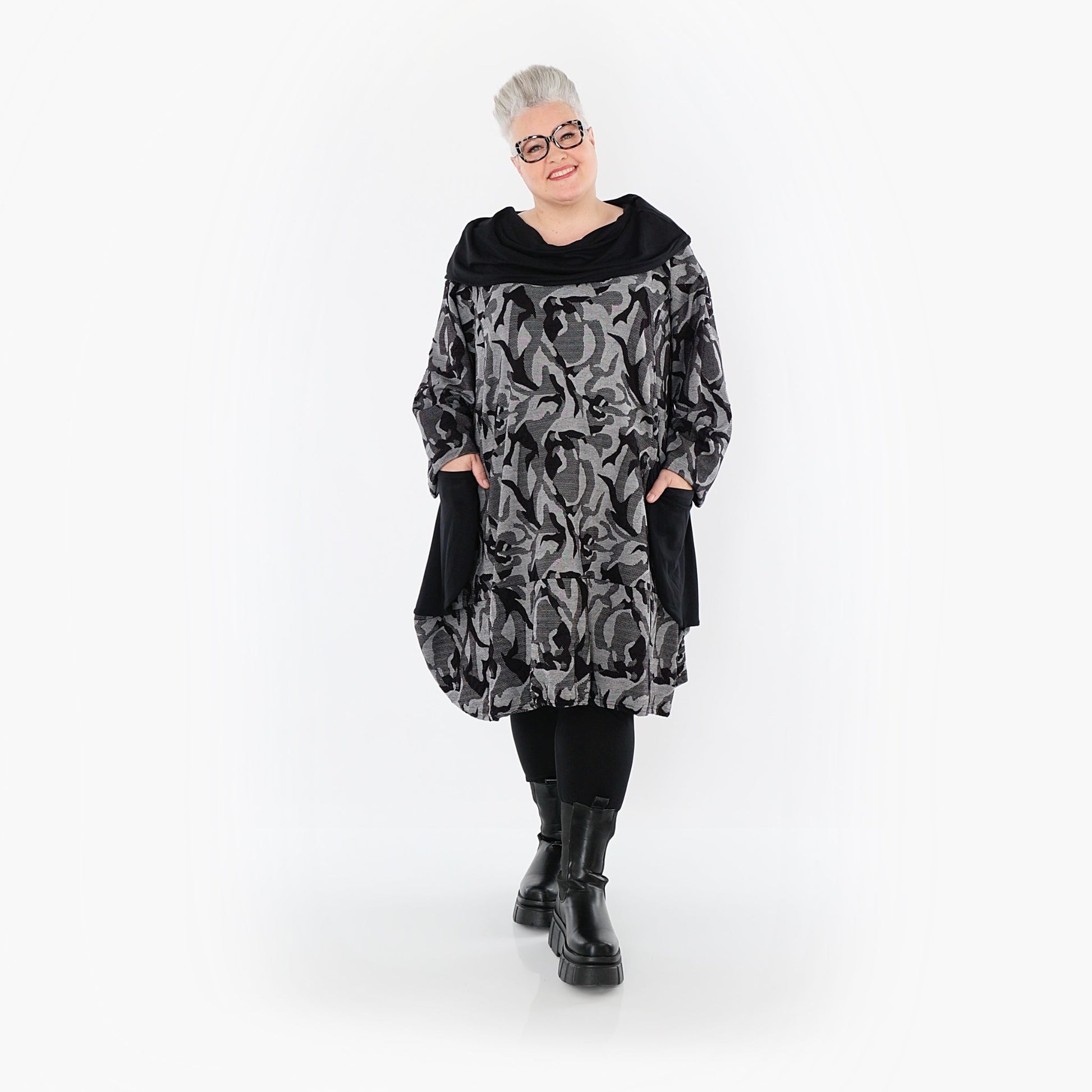 Akh 1012 7139 Dress Grey Black 3