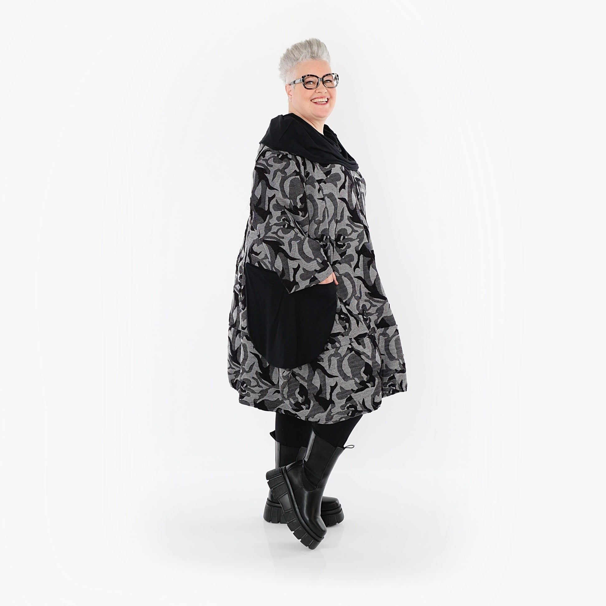 Akh 1012 7139 Dress Grey Black 7