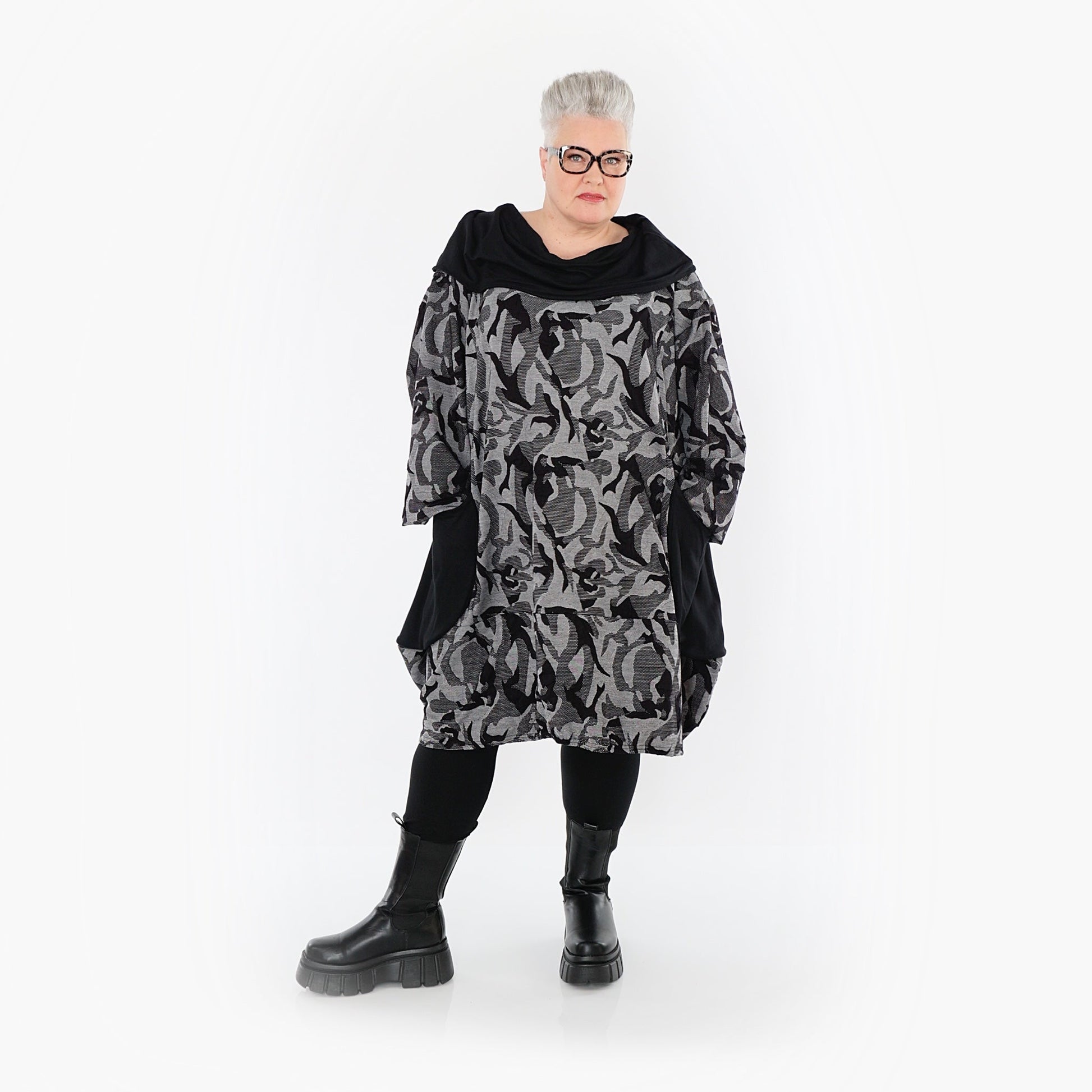 Akh 1012 7139 Dress Grey Black 8