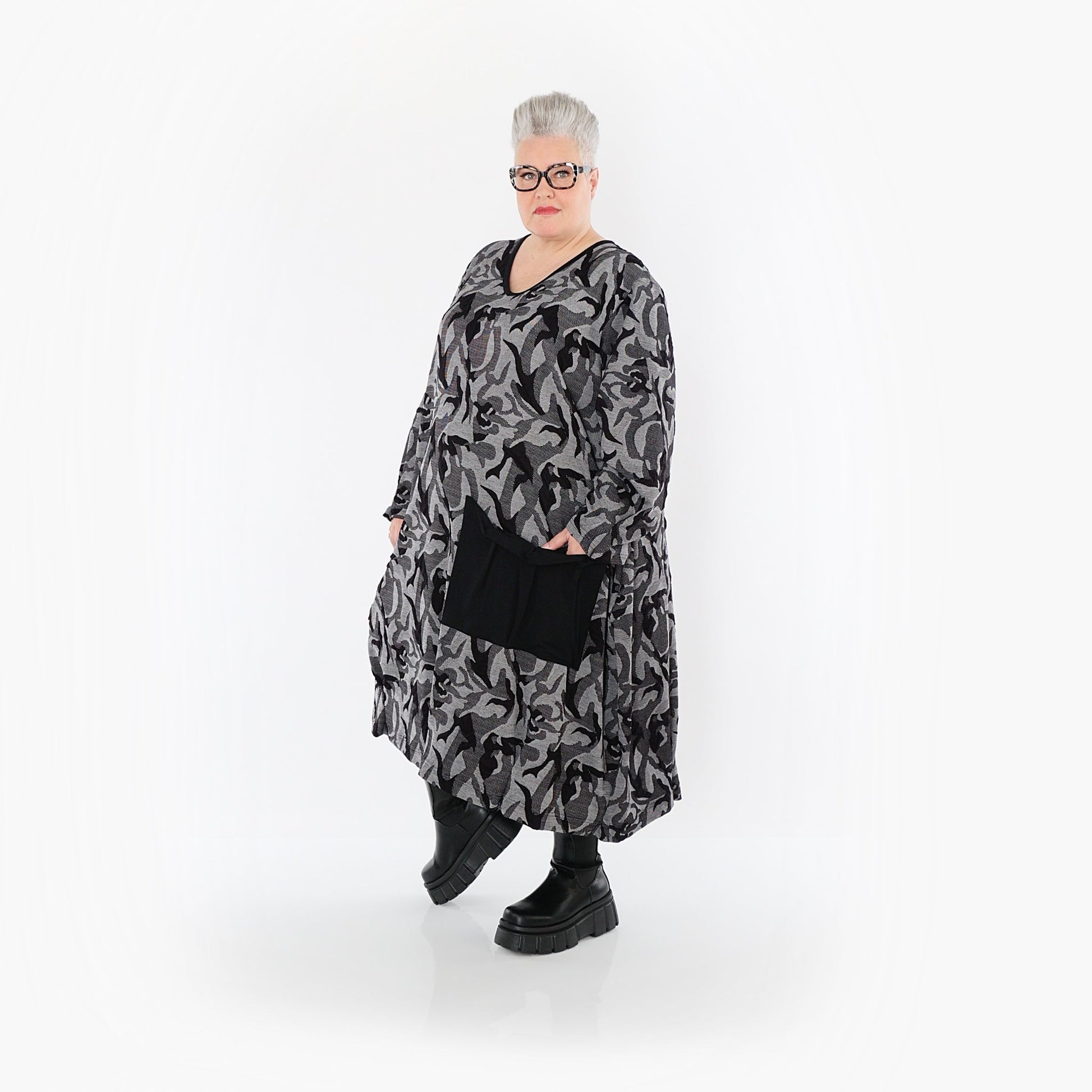 Akh 1012 7144 Dress Grey Black 2