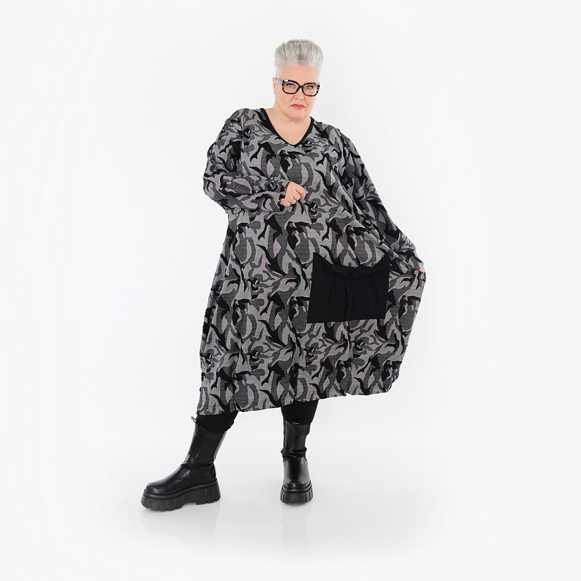 Akh 1012 7144 Dress Grey Black 6