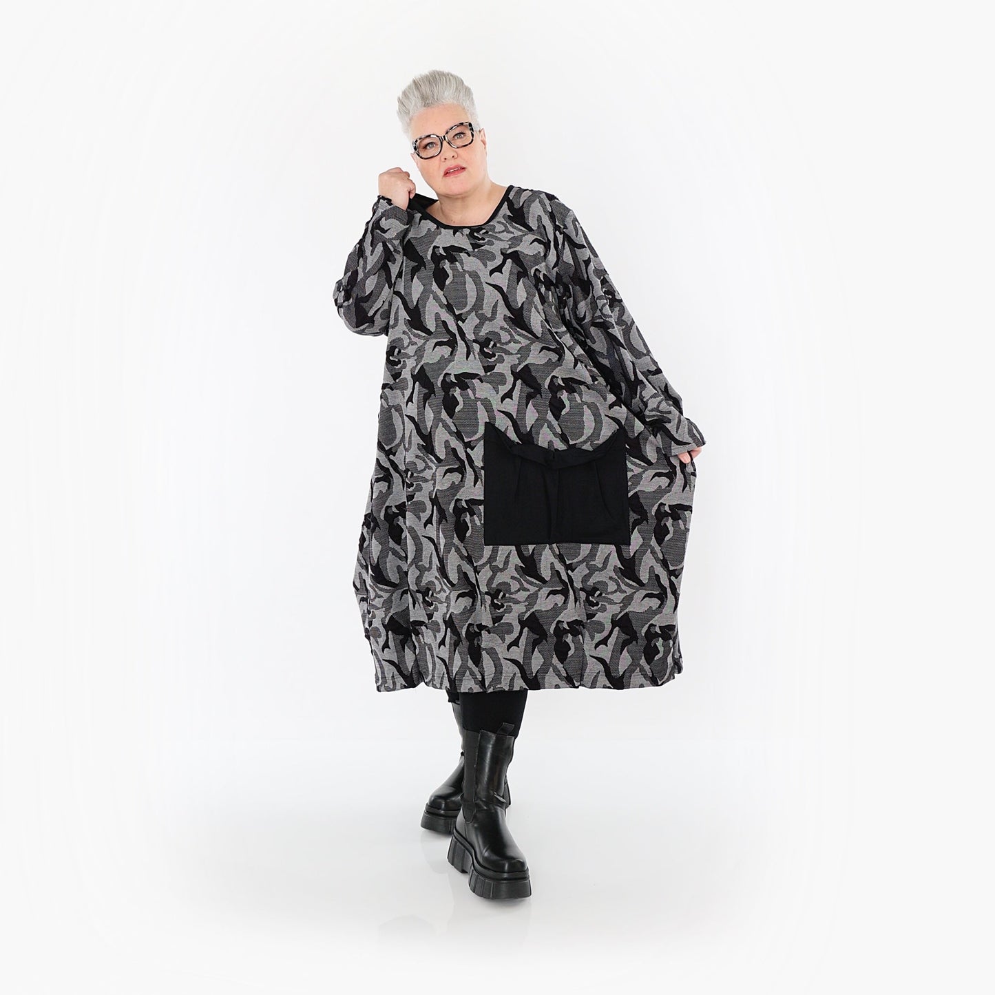 Akh 1012 7144 Dress Grey Black 7