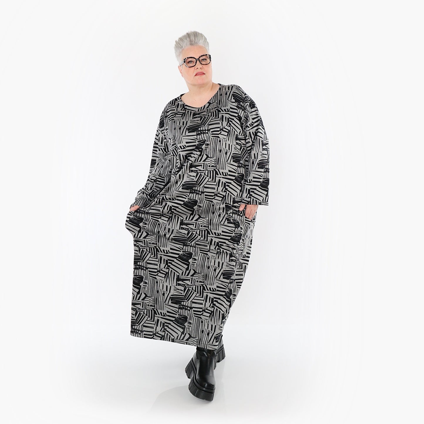 Akh 1014 7137 Dress Grey Black 10