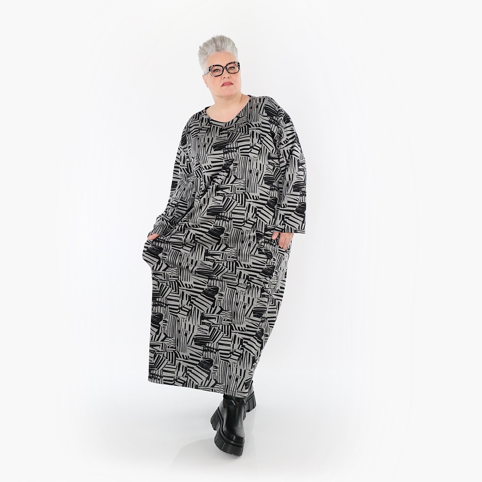 Akh 1014 7137 Dress Grey Black 10