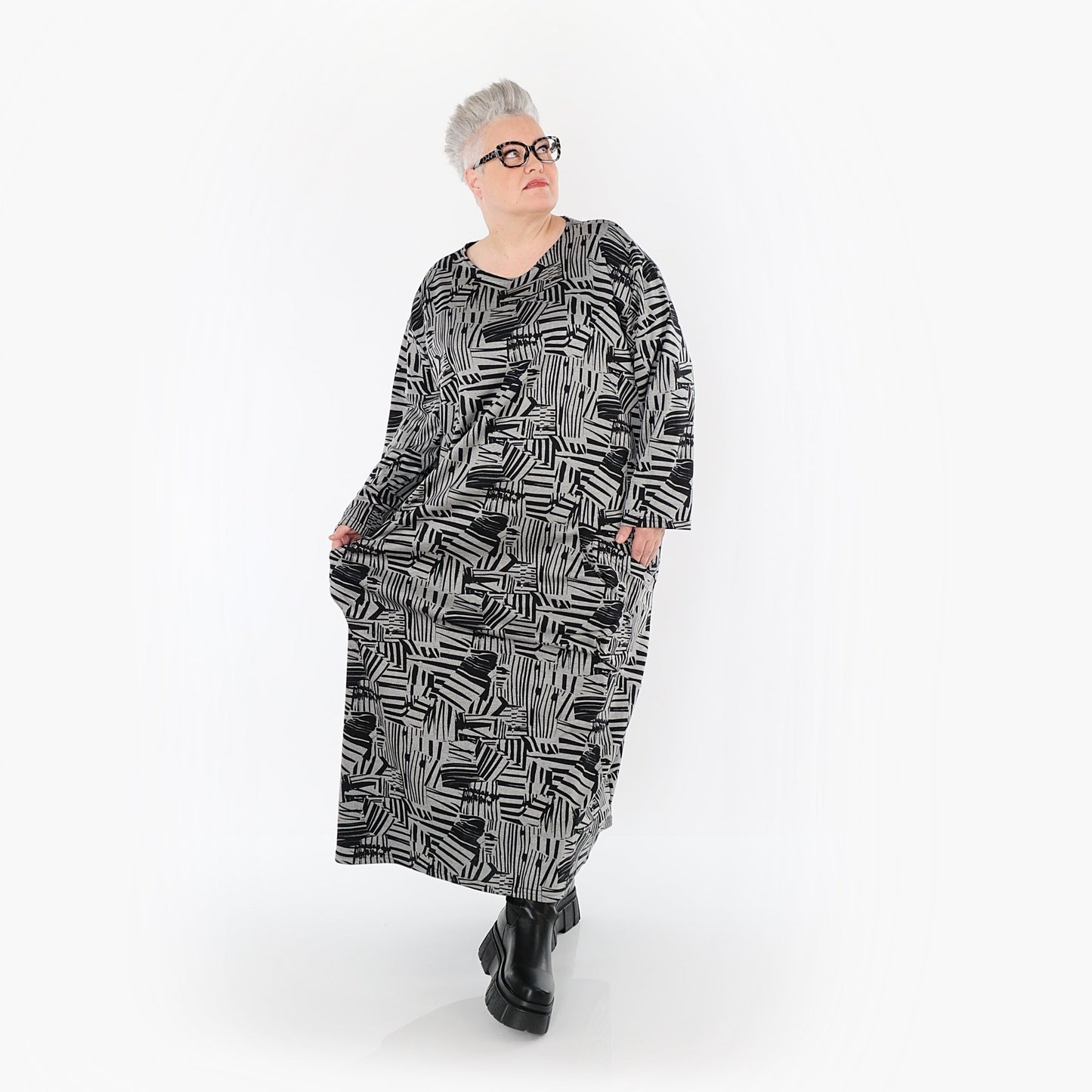 Akh 1014 7137 Dress Grey Black 11