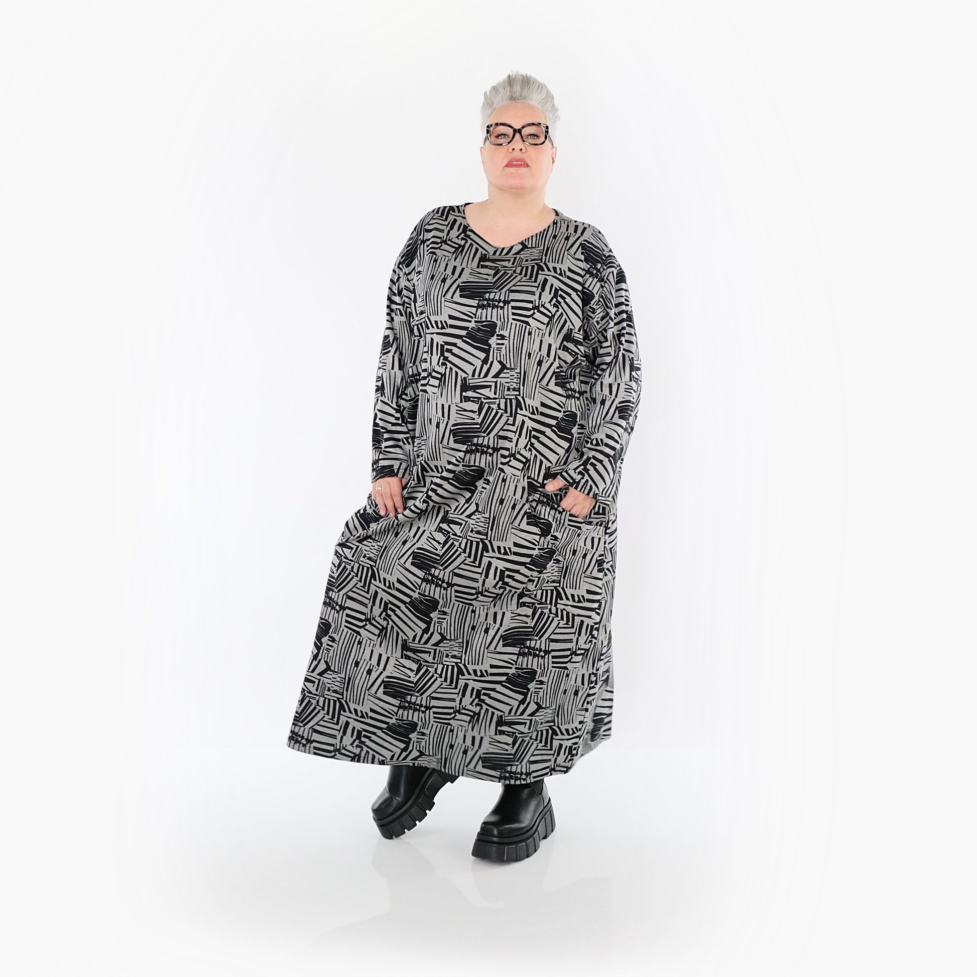 Akh 1014 7137 Dress Grey Black 4