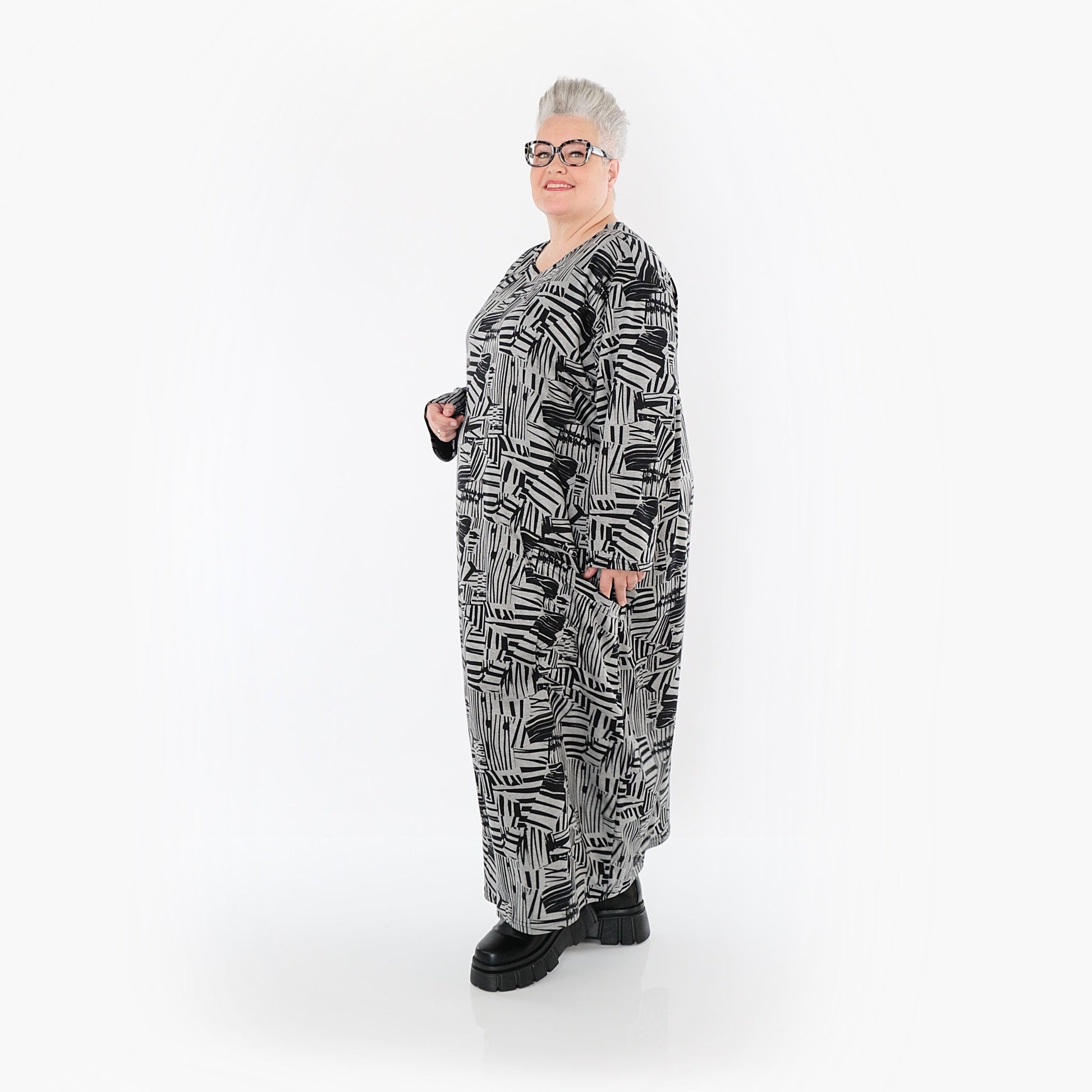 Akh 1014 7137 Dress Grey Black 5