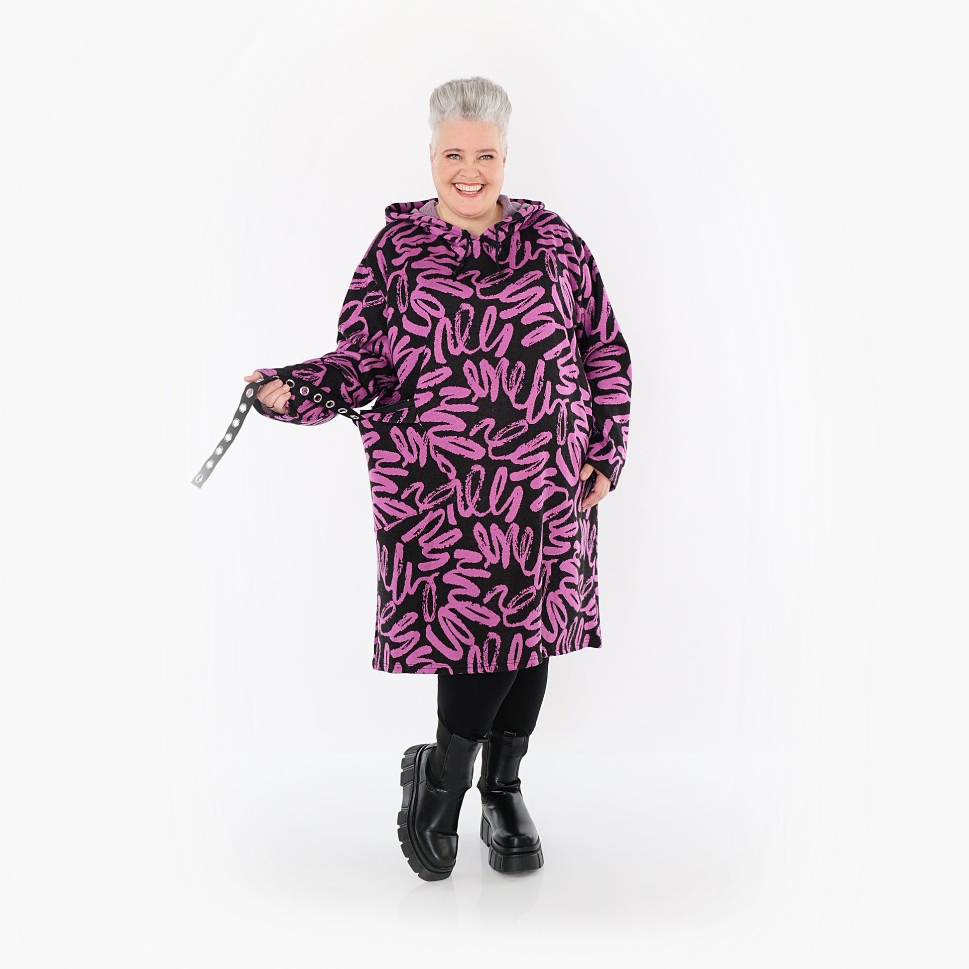 Akh 1529 06989 Dress Black Fuchsia 10