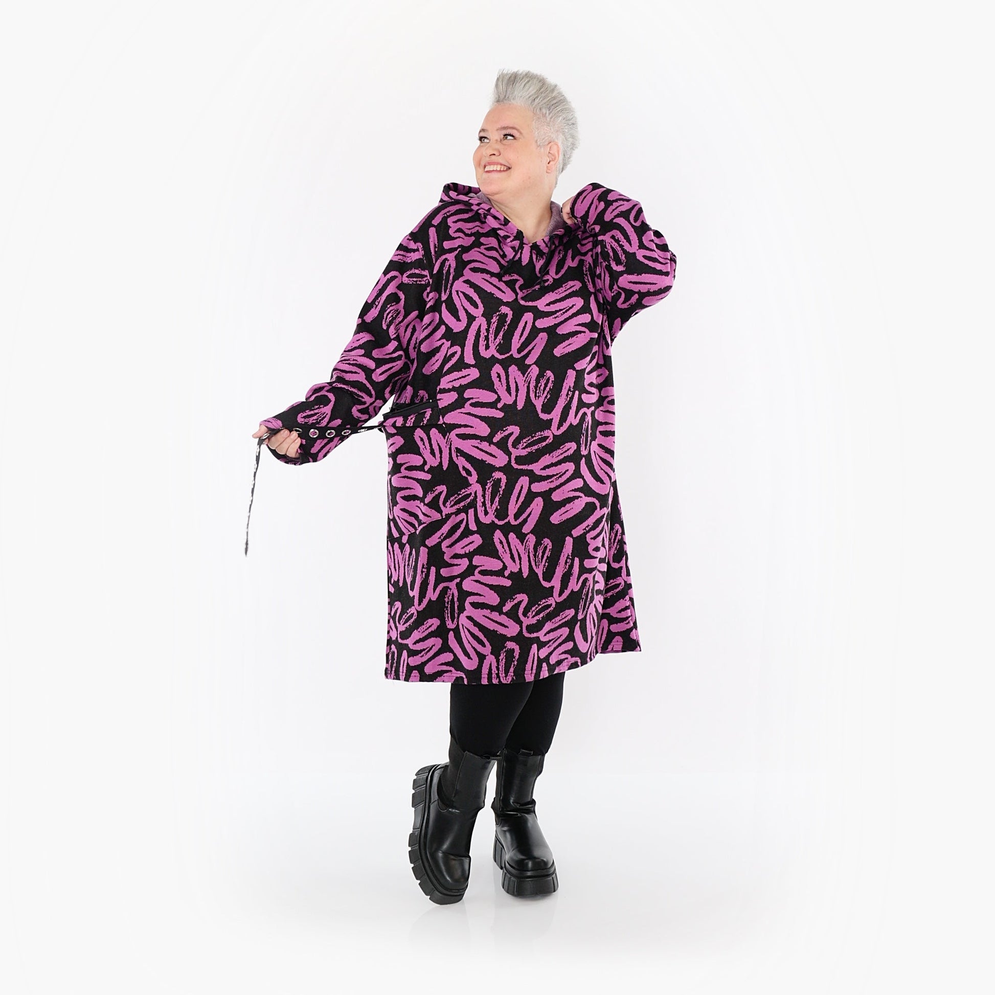 Akh 1529 06989 Dress Black Fuchsia 11