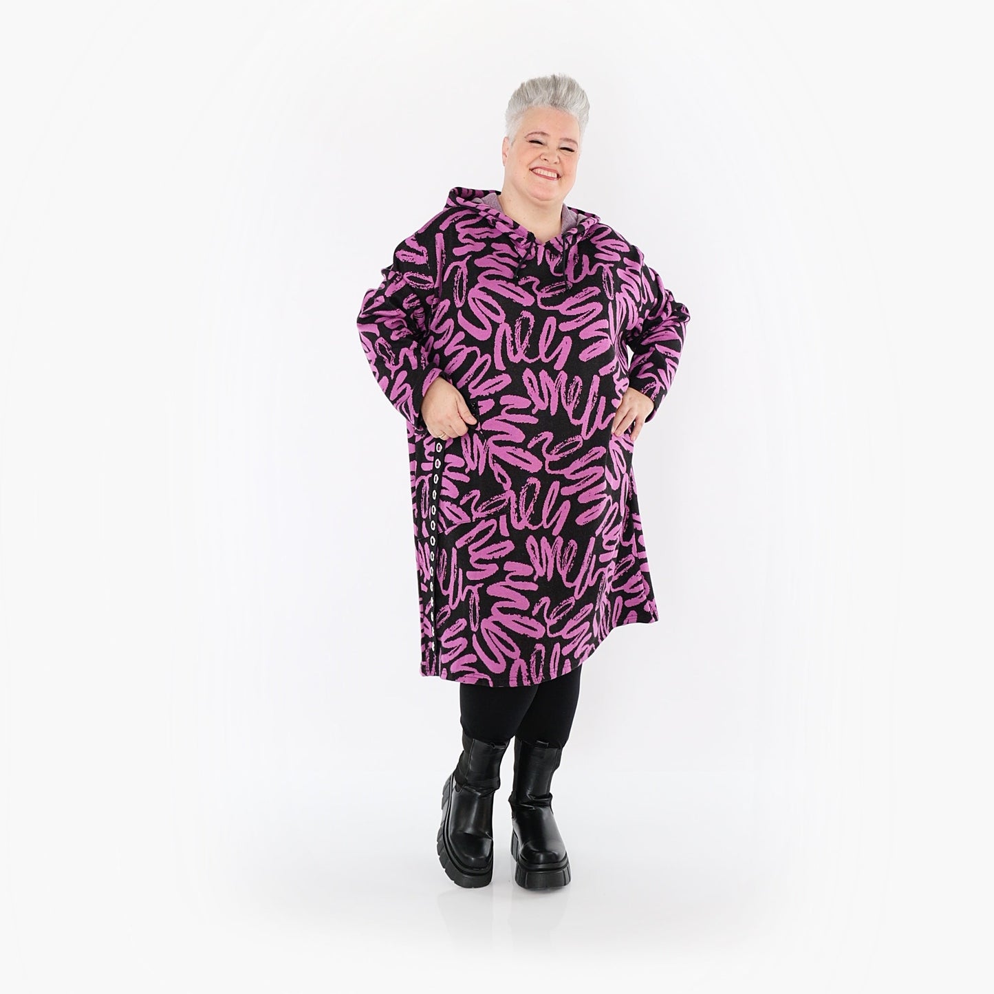 Akh 1529 06989 Dress Black Fuchsia