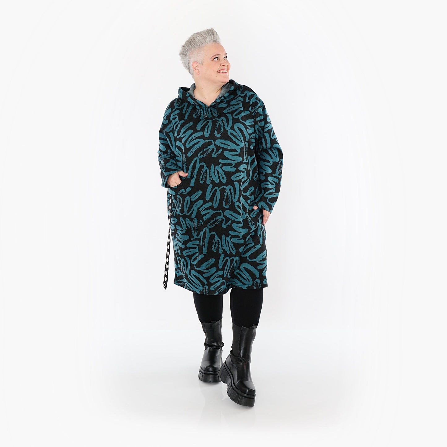 Akh 1529 06989 Dress Black Petrol 2