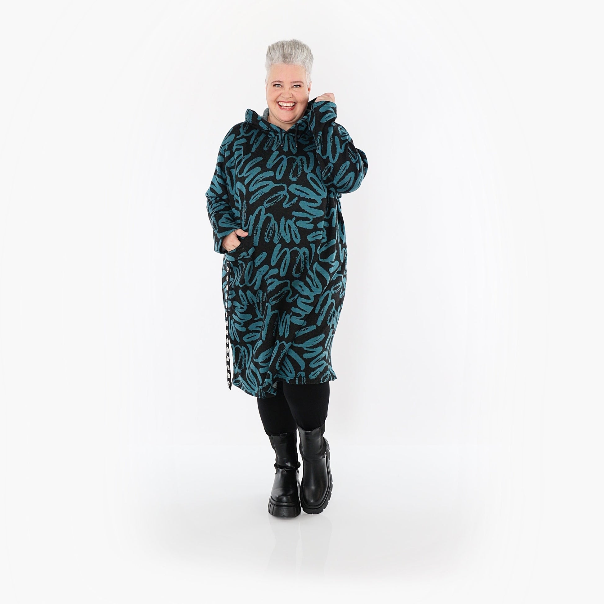 Akh 1529 06989 Dress Black Petrol 3