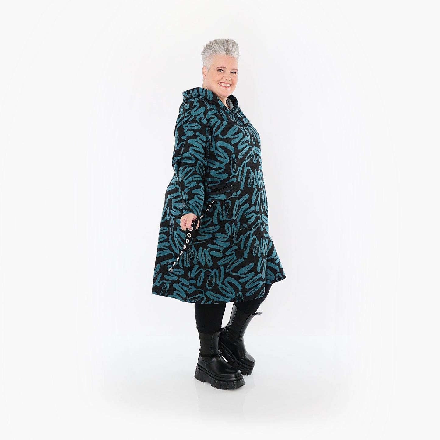 Akh 1529 06989 Dress Black Petrol 7