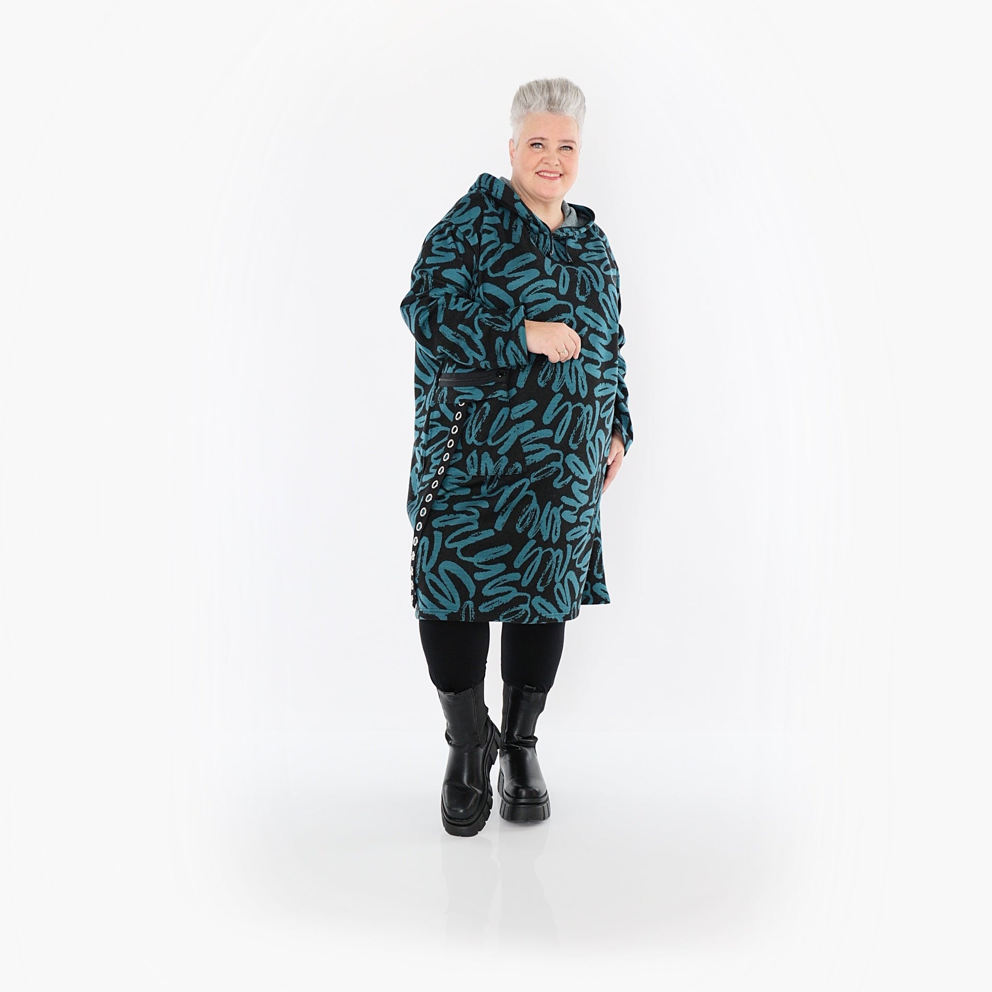 Akh 1529 06989 Dress Black Petrol