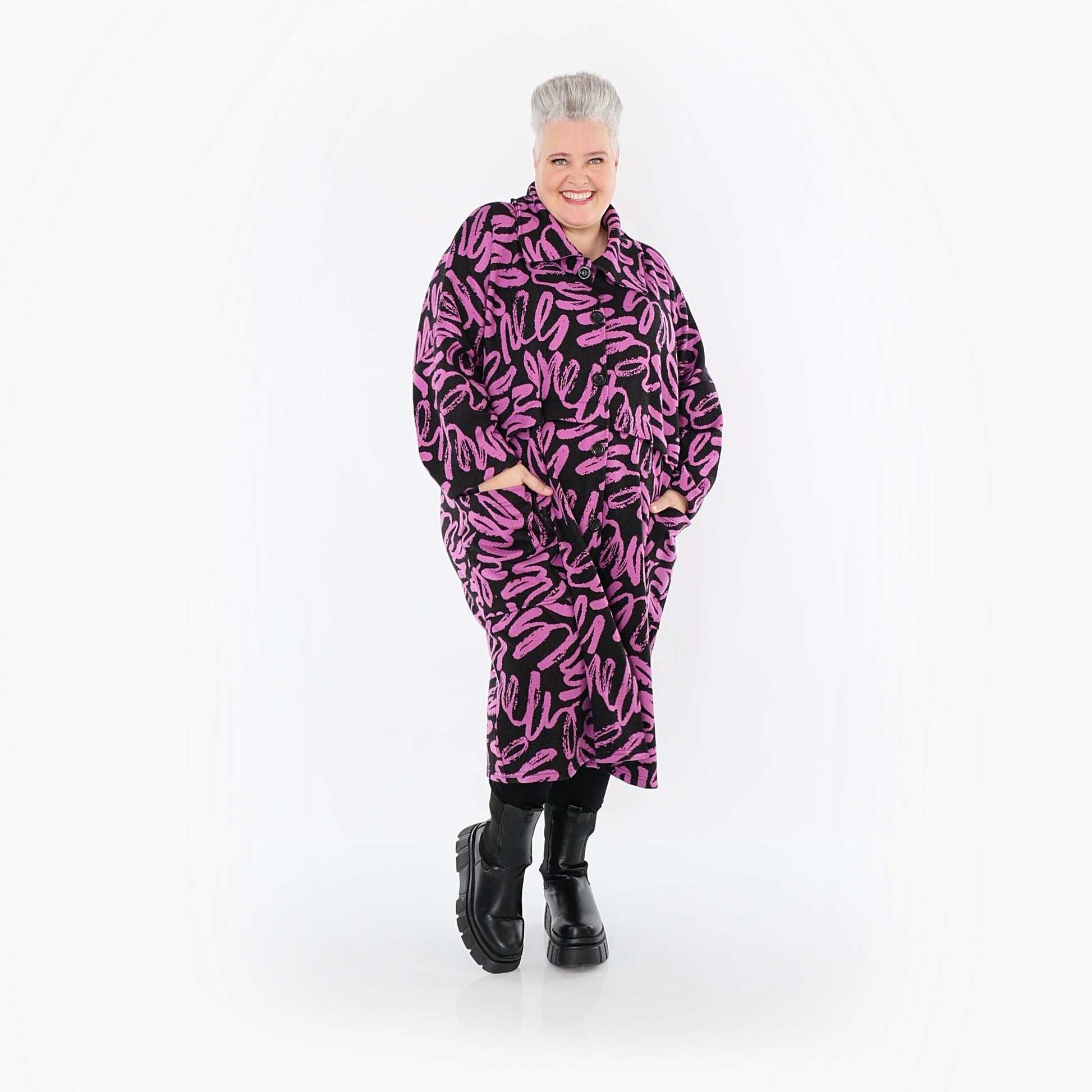 Akh 1529 07041 Coat Black Fuchsia 11