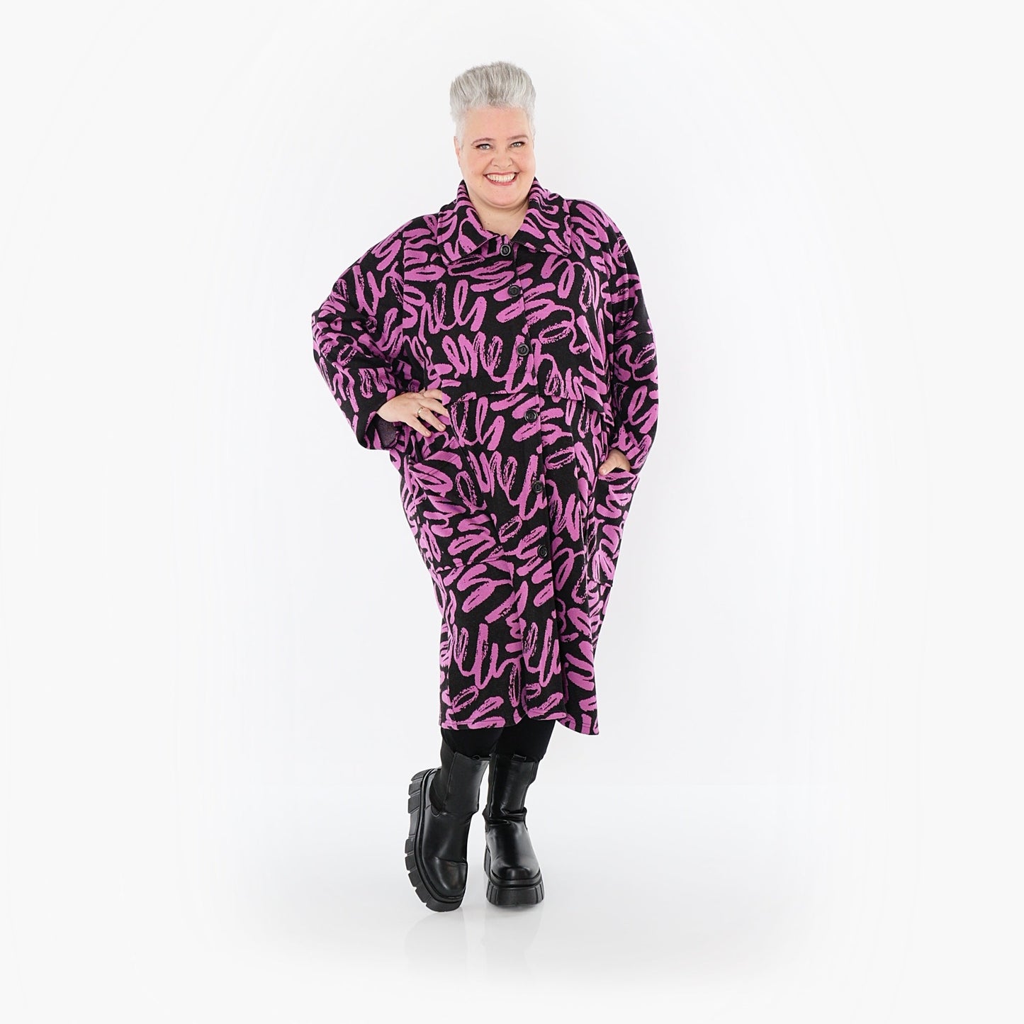 Akh 1529 07041 Coat Black Fuchsia 3