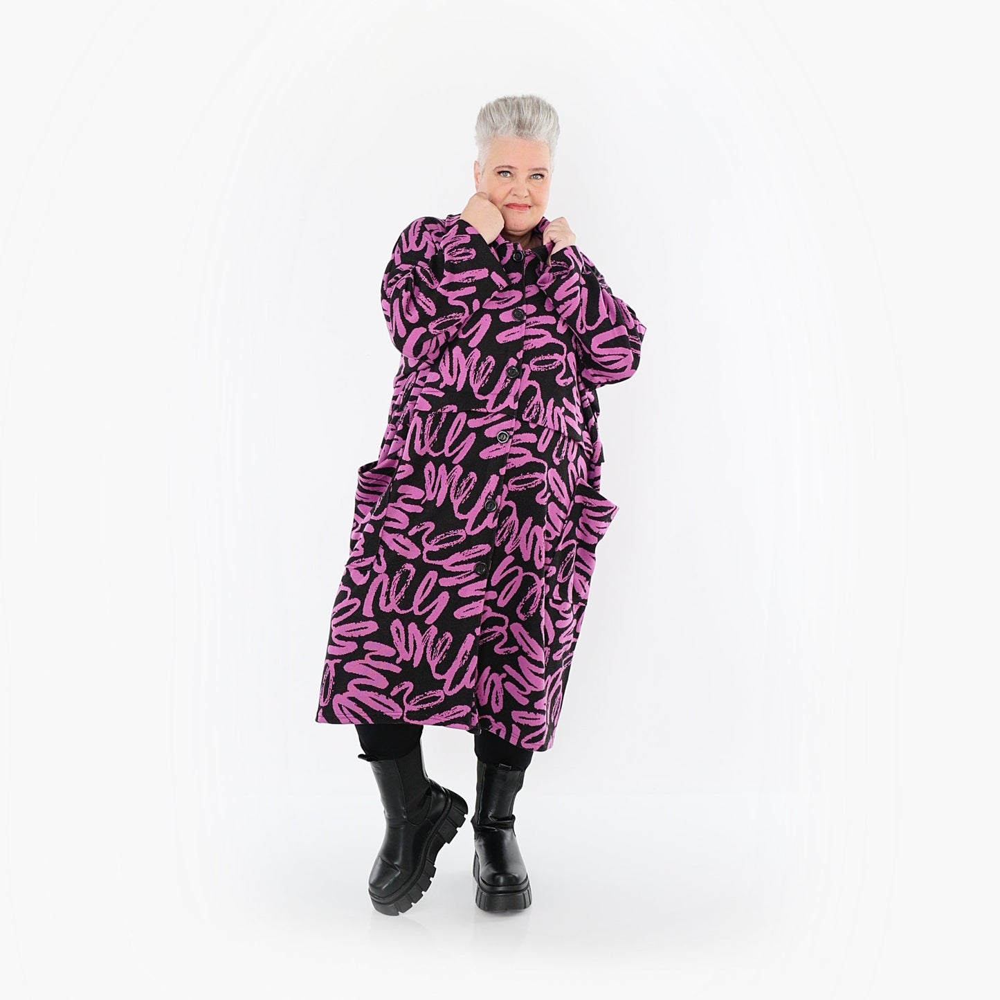 Akh 1529 07041 Coat Black Fuchsia 8