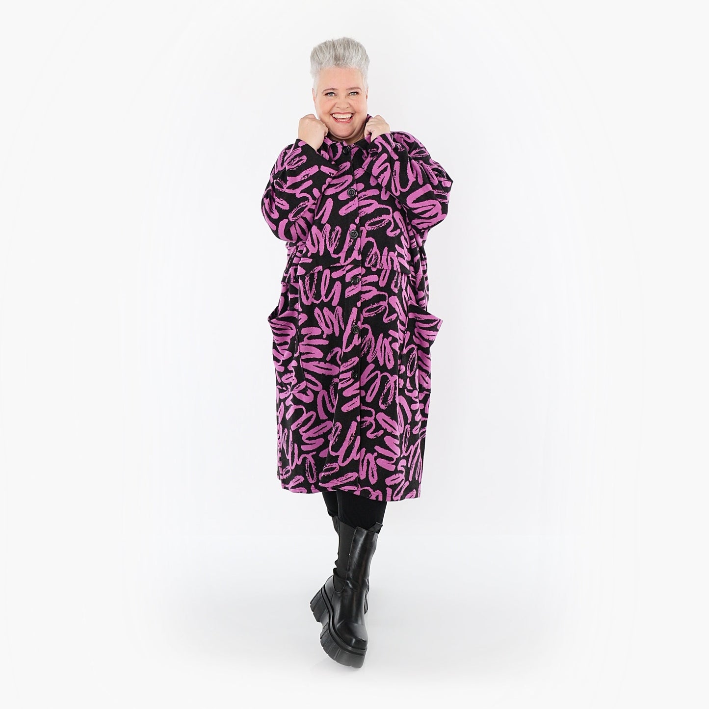 Akh 1529 07041 Coat Black Fuchsia 9