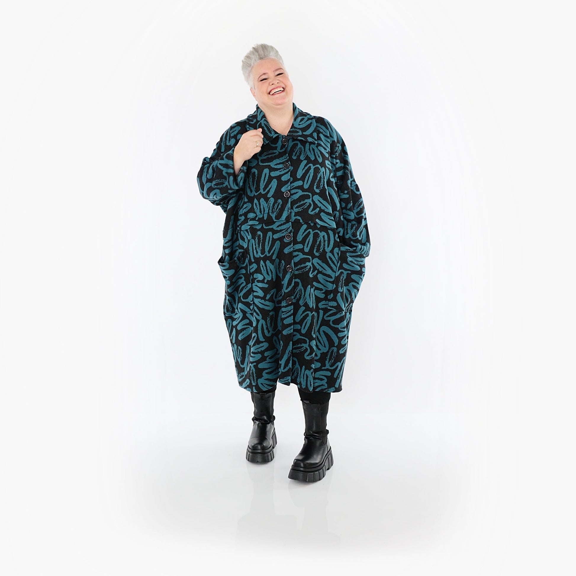 Akh 1529 07041 Coat Black Petrol